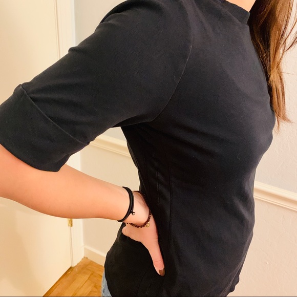 Y2K Ralph Lauren black short sleeve boat neck top M - Picture 3 of 6